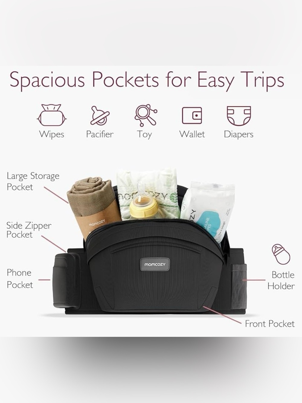 moncozy Black Baby Stroller Organizer